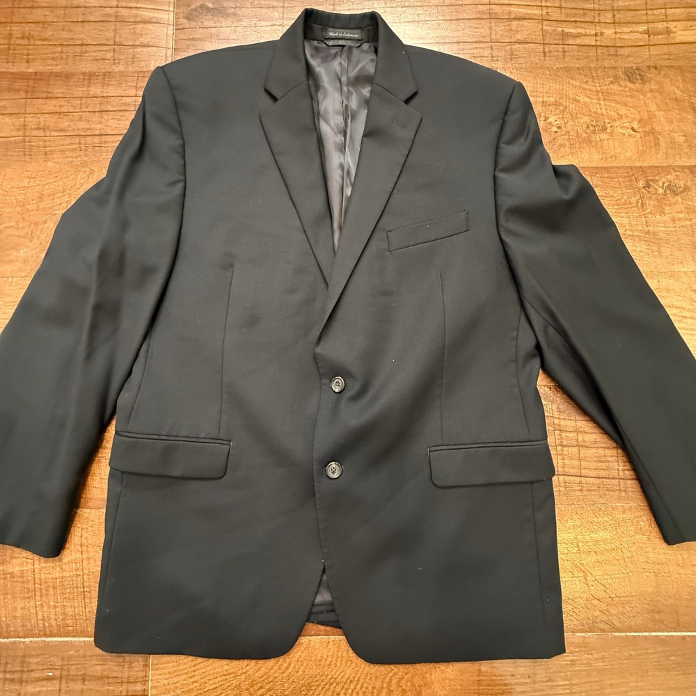 Lauren Ralph Lauren Blazer Mens 44R Black 100% Wool Two Button Sport Coat